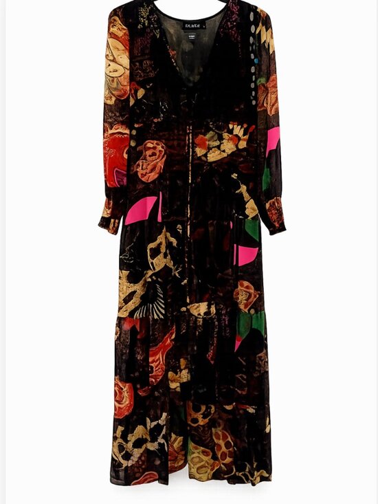 Desigual Dresses & Skirts - Desigual Boho Style Geometric Print V-Neck Long Sleeve Midi Dress Size M